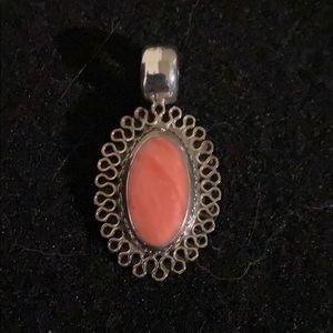 Coral Stone Set in Sterling Silver